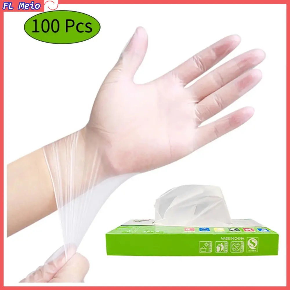 100Pcs/box Non-Slip Latex Free Gloves TPE Disposable Gloves Transparent Acid Work Safety Food Grade Household Cleaning Gloves