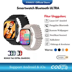 (Bonus 1 Tali Extra) Jam Tangan Smartwatch Ultra 8 Full Layar Amoled Ada Kalkulator Bisa Teleponan Anti Air untuk Android & iOS