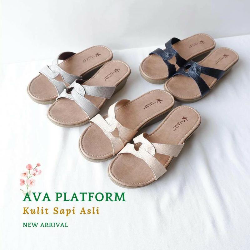 Sandal Wedges 3 cm Wanita Kulit Sapi Asli Garut Ava Series 1