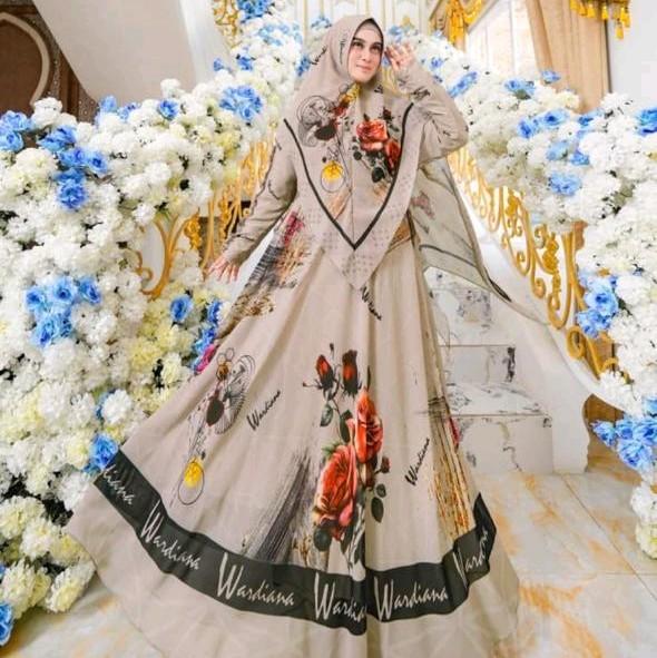 Almira Gamis  Motif printing  Digital klok mayung Gamis pesta   Syari Muslim Kondangan 6
