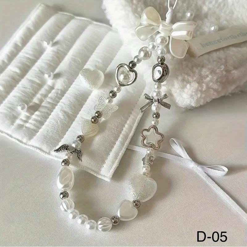 Dây treo điện thoại di động sang trọng, dây chuyền đeo cổ tay đính cườm, cầm tay mặt dây chuyền chống thất lạc 4