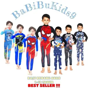 Babibukids9 Baju Renang Anak Laki-Laki Lengan Panjang 0-15 Tahun Karakter Super Hero Terbaru