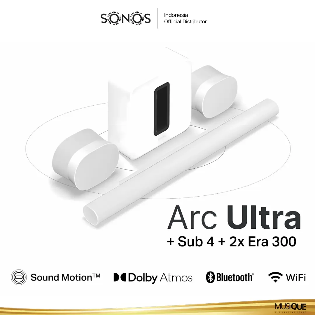 Sonos 9.1.4 Ultimate Immersive Set with Arc Ultra Soundbar + SUB 4 + 2x Era 300 Wireless Home Theater System - White