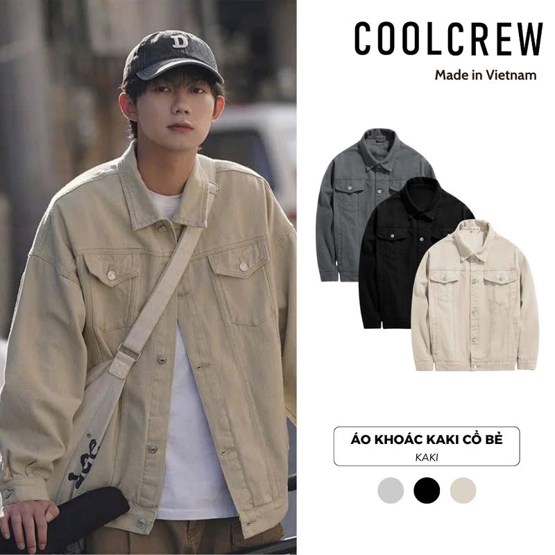 COOLCREW x thanhdongian Áo Khoác Kaki jeans nam nữ COOLCREW cổ bẻ form regular