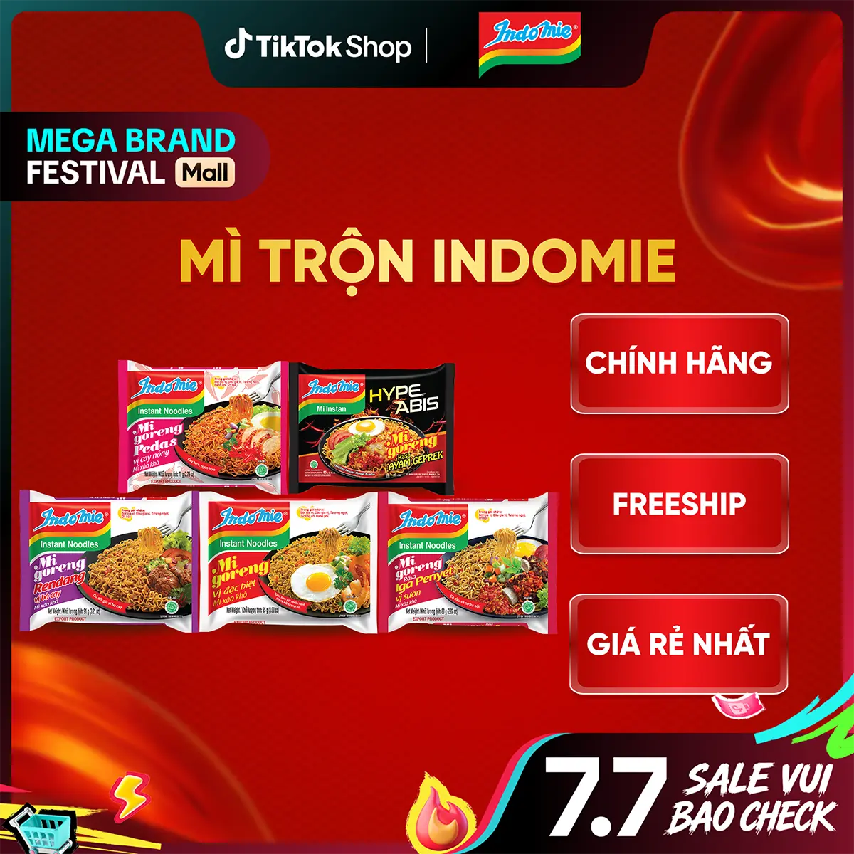 (Chọn vị) Mì trộn Indomie đủ vị - Thùng 40 gói