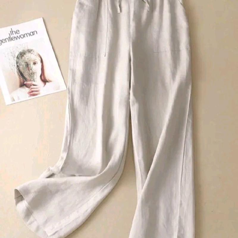 celana kulot highwish/CELANA KULOT WANITA RAMI LINEN PREMIUM/CELANA WANITA TERKINI CELANA KULOT TERLARIS Kain Panjang Kaki Karet Nyaman Putih Tebal Lembut 7