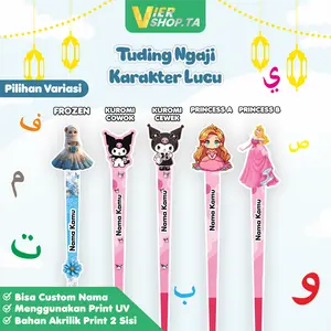 Kalam Tuding Ngaji Akrilik Karakter   ( 2 SISI )- Duding Ngaji - Tongkat Ngaji - Suding Ngaji - Petunjuk Ngaji -  Suding Qur'an - Suding Akrilik - Duding Akrilik - Duding Lucu - Tuding Ngaji Anak