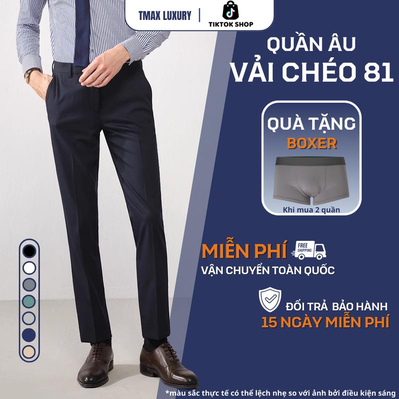  Có Big Size  Quần Âu Nam Chéo Dày 81 T-MAX Luxury  Menswear Cao Cấp Dáng Slimfit Ôm Gọn Pants Lưng Cao Đen Phong Cách Hàn Quốc Chất Liệu Mềm Mại Thích Hợp 4 Mùa 