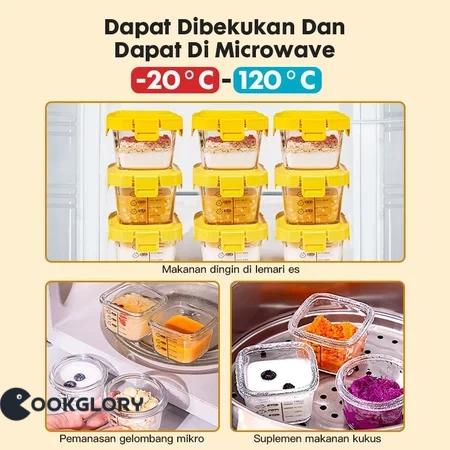 Cookglory 3 IN 1 Wadah Mpasi Bayi / Tempat Mpasi Kaca / Baby Glass Food Container Set 5
