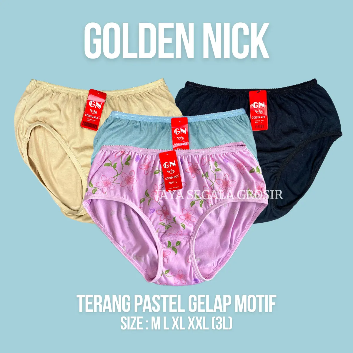 Celana Dalam Wanita Golden Nick MURAH GROSIR !!! WARNA TERANG,GELAP dan PASTEL NYAMAN LEMBUT