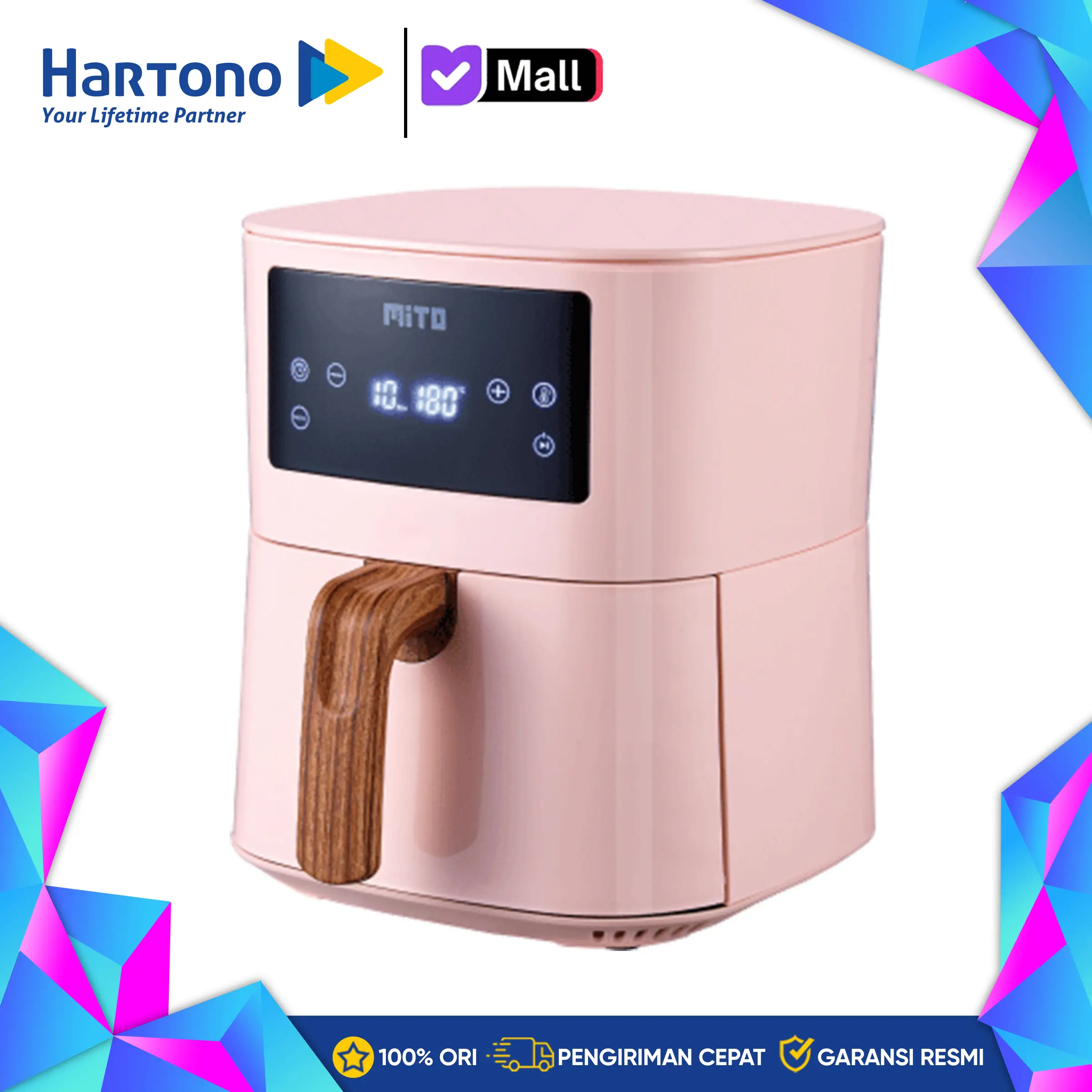 Mito AF1 Wood Series Pink Air Fryer AF1-PINK
