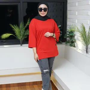 XVLORE Kaos Wanita PREMIUM Over Size Polos  REAL PICT nyaman Baju Basic sepecial kemerdekaan Indonesia 17 Agustus Merah Putih