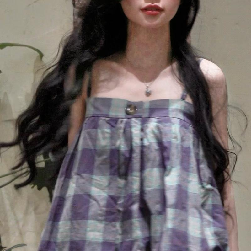 SMOR ROOM Áo bí caro 2 dây mùa hè