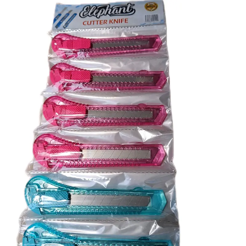 Cutter Besar Transparan ELEPHANT (1 Renteng Isi 12 Pcs) - Cocok untuk Pemotongan Kertas dan Karton di Sekolah dan Kantor 1
