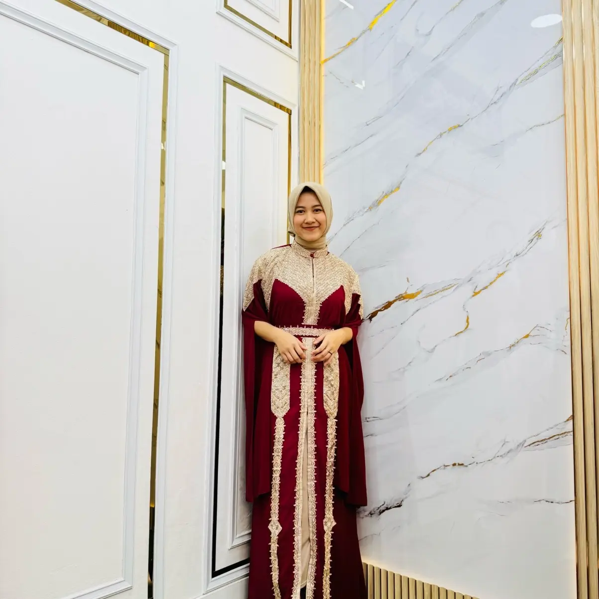 Kaftan Meera Abaya Viral Terlaris Set Inner Gamis Dress Wanita  Muslim Lebaran
