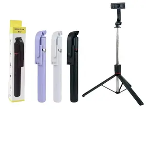 Selfie Stick Tripod Tongsis 1.7 Meter Bluetooth + LED Light 360 Alumunium cocok buat Live Vlog Konten X17 dan X17D