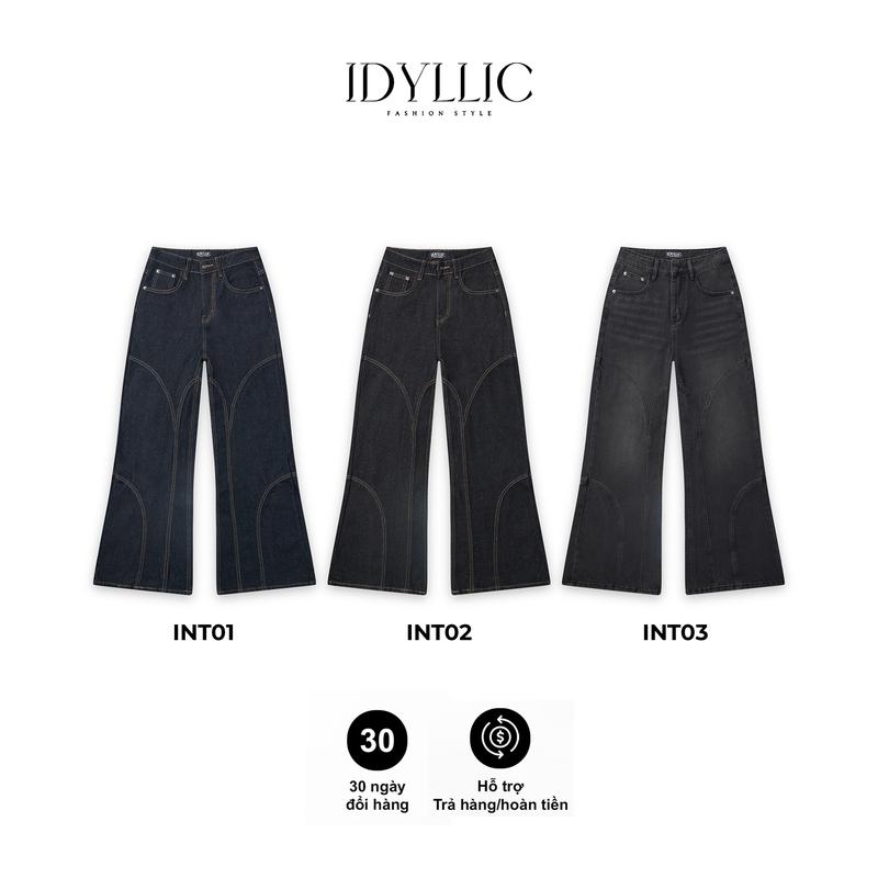IDYLLIC - MỚI RA MẮT Bộ Sưu Tập Quần jean nam nữ unisex ống loe rộng thời trang màu RAW DENIM hot trend INT01 INT02 INT03 INT04 cotton dày dặn Menswear Pants - Chất Rin Cotton Thoáng Mát