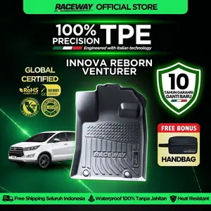 RACEWAY Karpet Mobil TOYOTA INNOVA REBORN / VENTURER / FORTUNER VRZ 2015-2025 Matic Hitam Bahan TPE Garansi 10 Tahun 100% Presisi Anti Air Slip