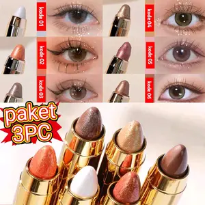 PAKET ISI 3 EYESHADOW CRAYON / EYESHADOW PENSIL 2IN1 dengan 3 Warna Berbeda untuk Tampilan Mata yang Menawan