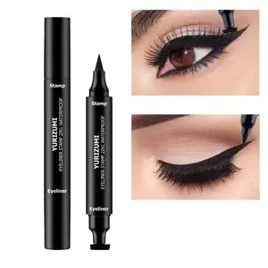 Eyeliner Stamp 2 in 1 Waterproof Liquid Eyeliner Tahan Lama Anti Luntur Warna Hitam - minn