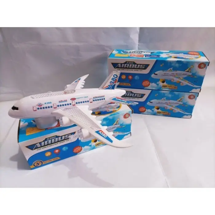 Mainan Anak Pesawat Terbang Airbus A380 Toys Control Baterai Bergerak Lampu Plastik Remote 1