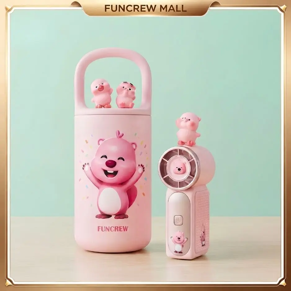 [Celyhome x Funcrew] Tumbler Luupy  Lucu SUS 304 Tahan Dingin 24 Jam + Bonus Kipas Turbo Luupy