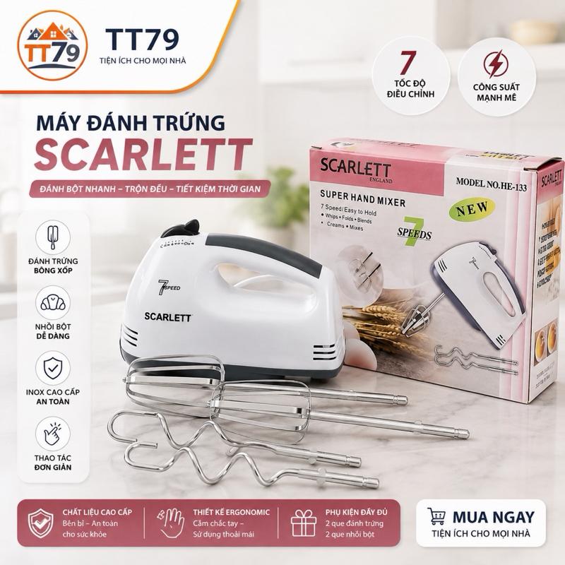 Máy đánh trứng cầm tay 7 tốc độ , đánh bột làm bánh công suất 260W, Máy Tạo Bọt Máy Đánh Bọt