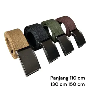 Ikat Pinggang Pria Kanvas Gesper Jepit crhome Polos Sabuk Jumbo