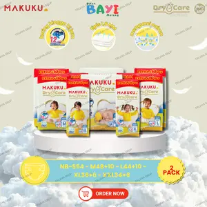 [2 PACK]PROMO MAKUKU DRY CARE JUMBO  [NB-S54,M48+10,L44+10,XL36+6,XXL34] POPOK MURAH UKURAN JUMBO , POPOK BAYI TERNYAMAN, TERLEMBUT