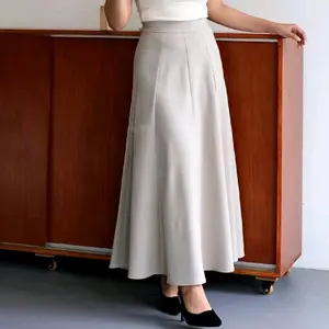 Audy Skirt - Korean Loose Maxi Skirt Rok Wanita Anti Kusut Polyester - Rok Flare Wanita - Rok Basic Polos -  Maxi Rok Panjang Wanita - Rok Payung Scuba