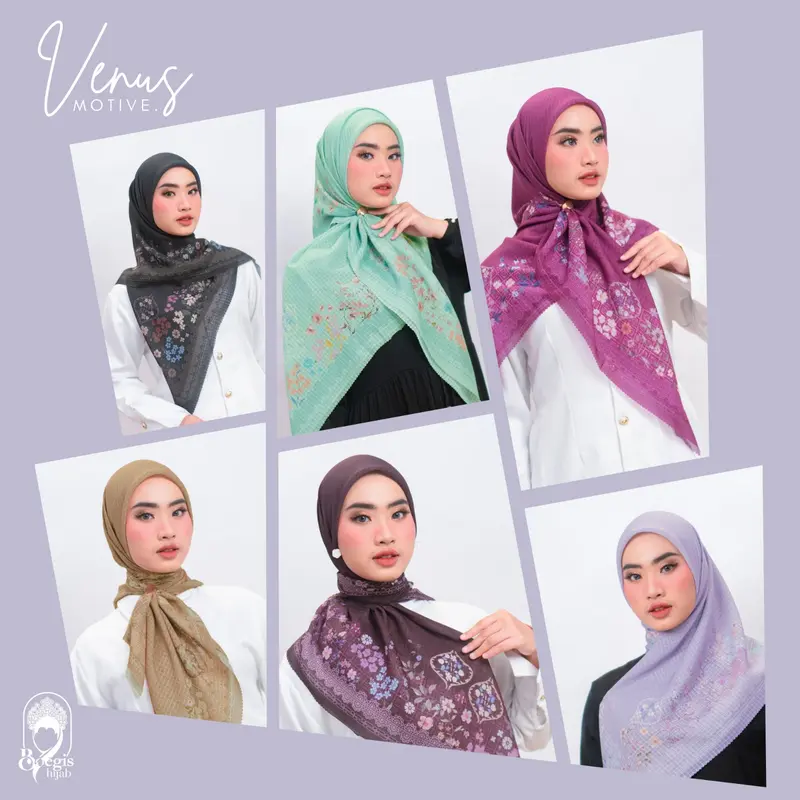 Boegis Hijab Motif Segiempat Dobby Waffle Kerudung Square Katun Muslim 2