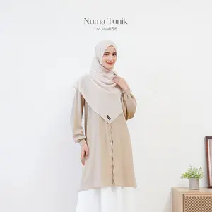 Numa Tunik | Tunik Basic Atasan Malay Variasi Panjang Bordir Belah Samping Remaja Wanita Muslimah by Jamise