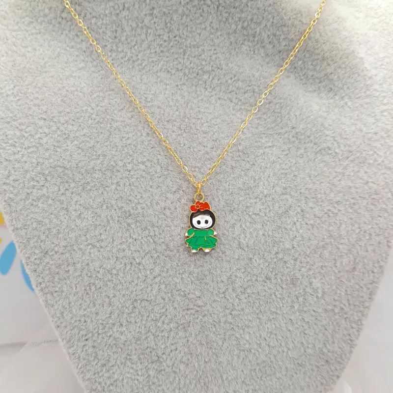 (34) Kalung Labubu Titanium Anak Wanita Karakter Warna Merah Hijau Boneka TK931 Aksesoris Costume Kids Fashion 3