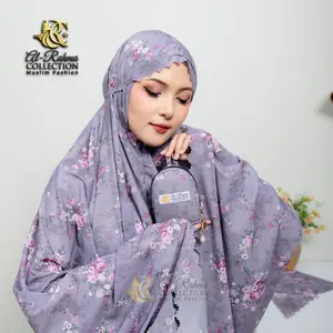 AL RAHMA - Mukena Traveling Perasut Korea Motif Peremium Laser Cut Mini Pouch 2In1 Dewasa Jumbo