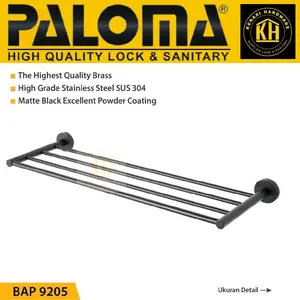 PALOMA BAP 9205 RAK HANDUK GANTUNGAN HANGER BAJU DINDING KAMAR MANDI HITAM BLACK
