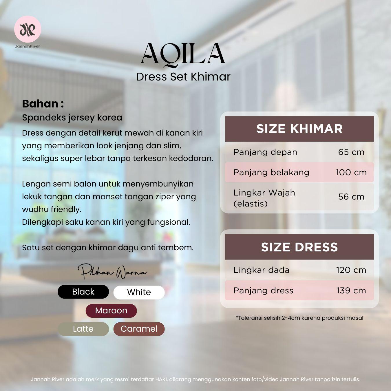 Jannah River - Aqila Dress Set Khimar Bahan Jersey Korea Model Gamis Mayung Wudhu Friendly Busui Gamis Set Kerudung Umroh Wanita Muslimah Syari