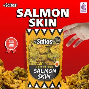 Crispy Salmon Skin Salted Egg – Keripik Kulit Ikan Salmon Premium Renyah & Gurih | Saltos