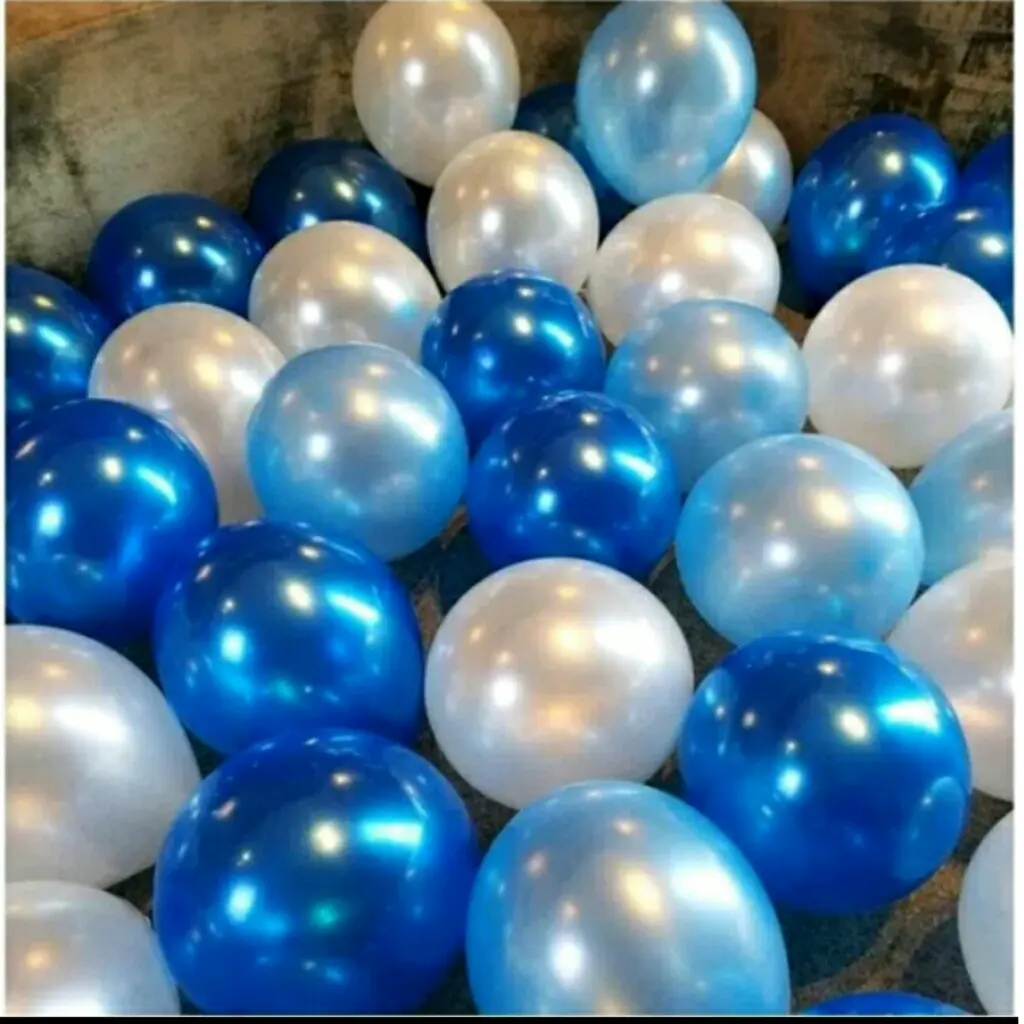 {isi 30 pcs} MIX Balon metalik BIRU TUA BIRU MUDA PUTIH / Balon latex / Balon Metalik 12 inch / Balon metalic