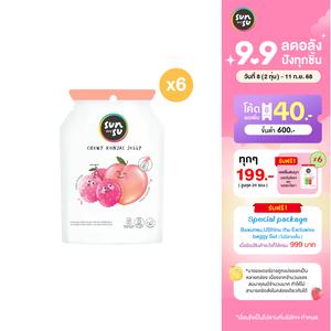 (แพ็ก 6) Sunsu ซันซุ เยลลี่ผสมบุก กลิ่นพีชและลิ้นจี่ ของขวัญ