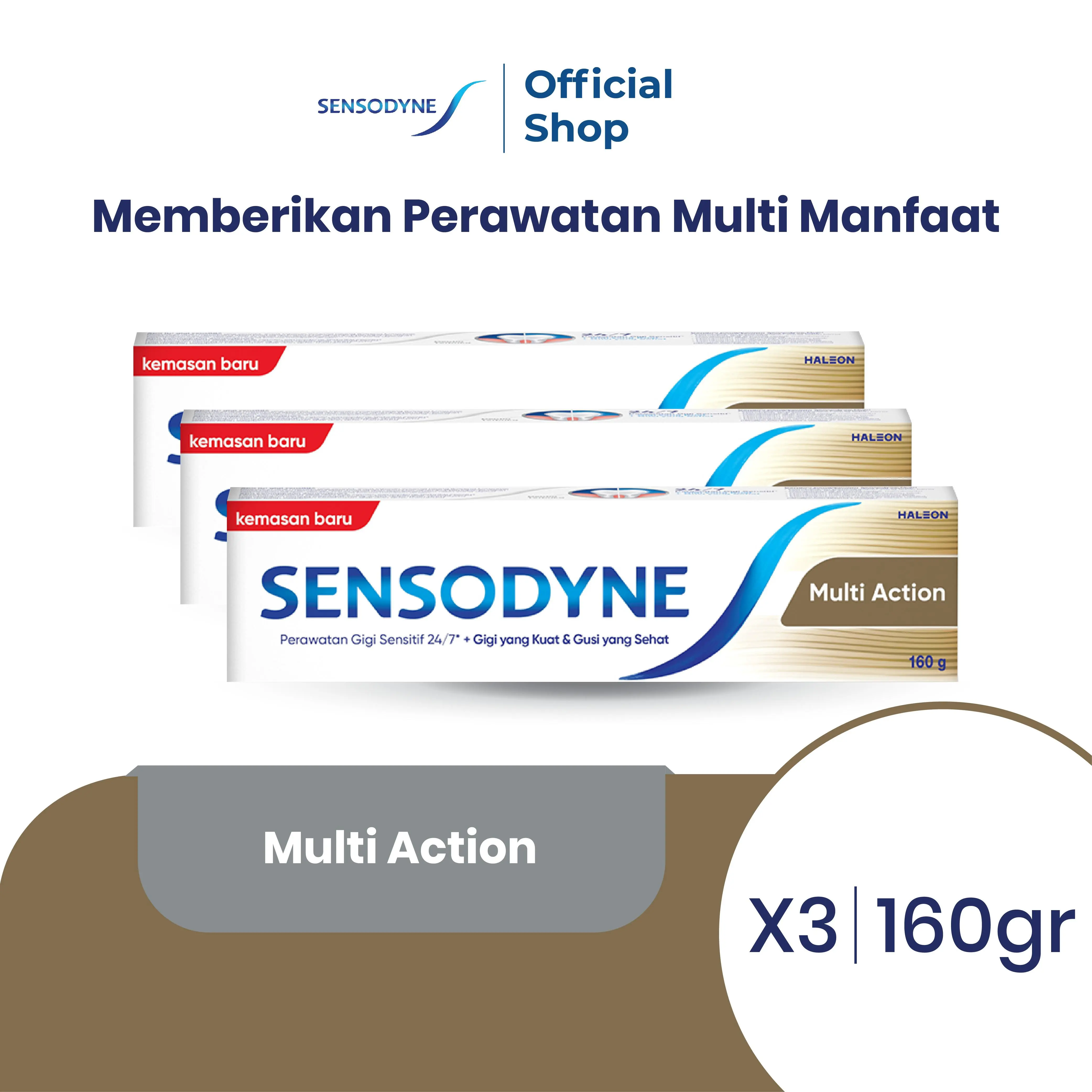 Sensodyne Toothpaste Pasta Gigi Sensitif Multi Action Aksi Ganda 3x160gr - TRIPLEPACK