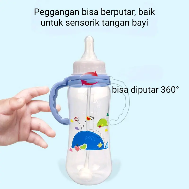 Milistore10 - Botol susu 250ml dengan pegangan dan dot anti tumpah Bayi Bottle 4