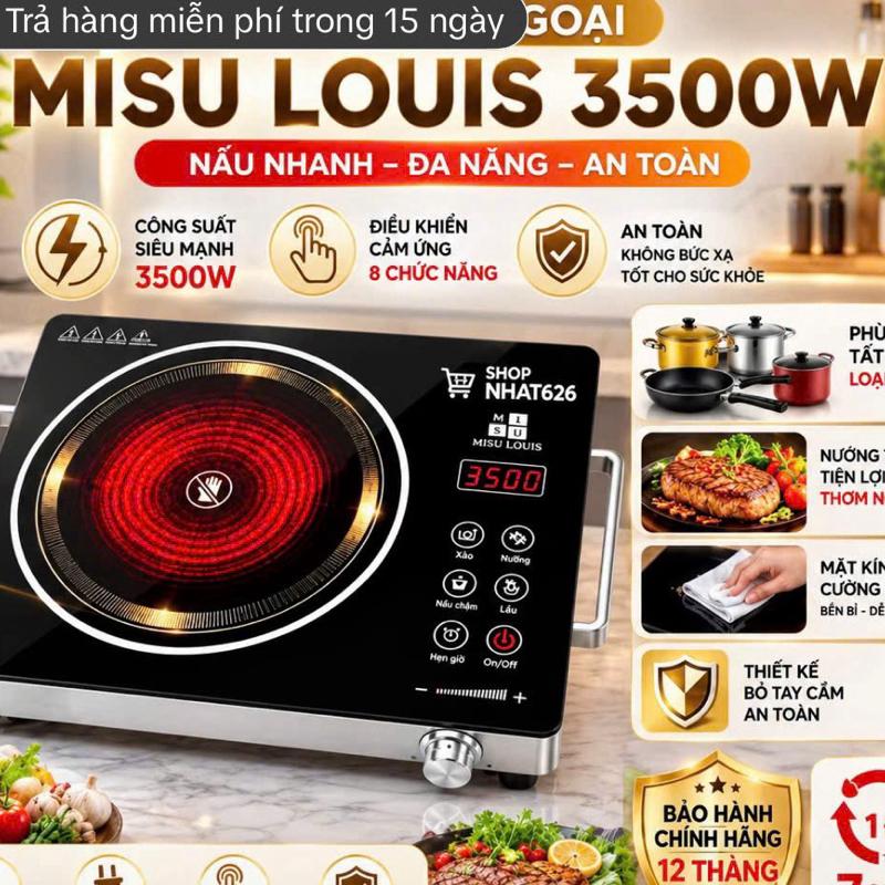 Bếp Điện 3500W Misu Louis Nấu Nhanh Đa Năng An Toàn Công Suất Siêu Mạnh 8 Chức Năng Bảo Hành 12 Tháng