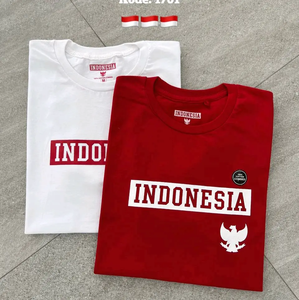 T-shirt merah putih agustusan premium cowok cewek | kaos lengan pendek Baju Katun Combed Wanita Pria Sablon
