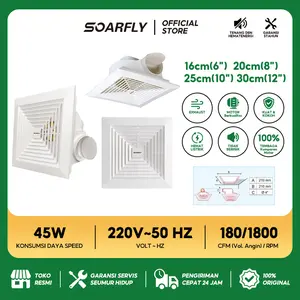 【Pengiriman 24 jam】SOARFLY Exhaust Fan /Kipas Angin Plafon Atap Plastic 6inch /8inch /10inch /12inch Bathroom Exhaust Fan Ceiling Ducted Ventilation Fan