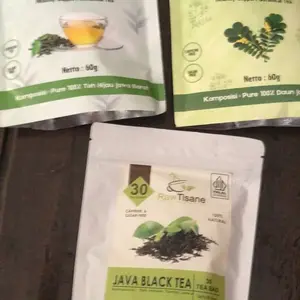 RawTisane Teh Daun Sena 30 Tea Bags - Teh Hijau, Jeruk Kering, & Bunga - Halal Indonesia - PiRT - 60g - Green