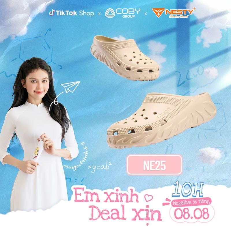 [ Tặng 10 charm 3D] DÉP SỤC NAM NỮ THƯƠNG HIỆU NESTY MÃ NE25