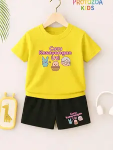 Stelan Anak Cucu Kesayangan Uti Usia 6 Bulan Sampai 10 Tahun Lengan Pendek Bahan Katun 30s Menyerap Keringat Nyaman Sehari-hari
