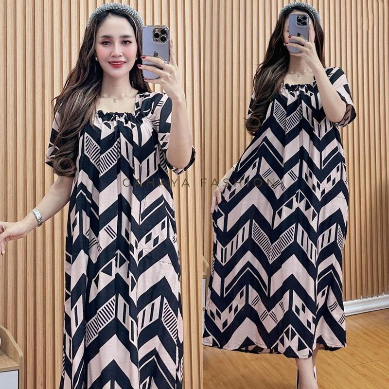 Daser Fuji Terbaru Motif Zigzag Bumil Busui Bahan Rayon Wanita Lengan Pendek bumil Hamil 4