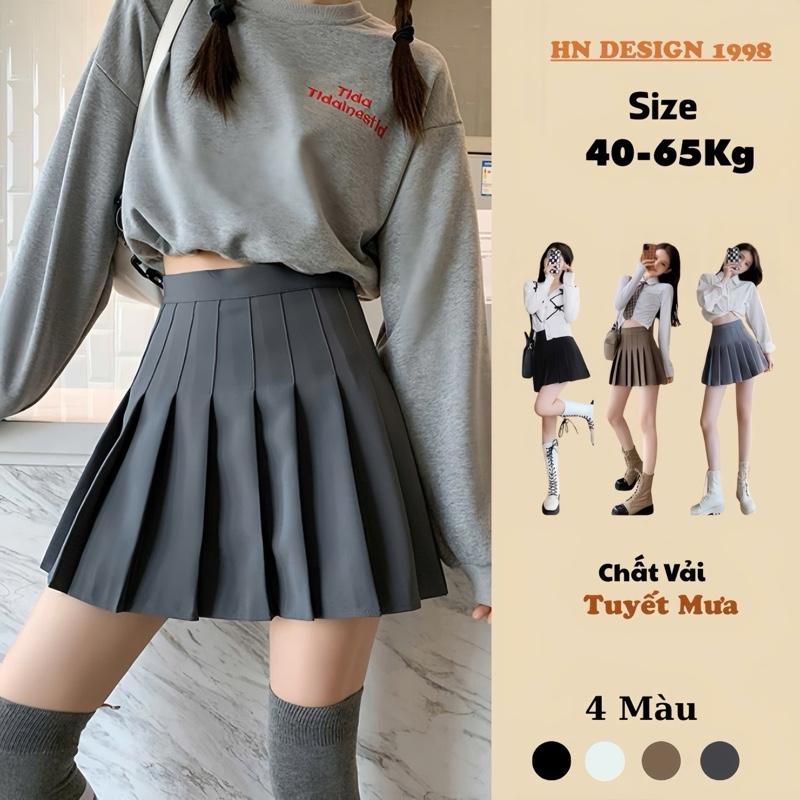 Chân Váy Nữ Xếp Ly Tennis Cạp Cao Vitex Tuyết Mưa (Mã 79)-Có Quần Bảo Hộ Nữ Đen Women