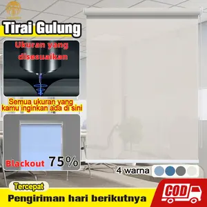 Gorden Jendela Blackout 75% Roller Blind Jendela Dapat Disesuaikan Tirai Gulung Air Dan Tahan Debu